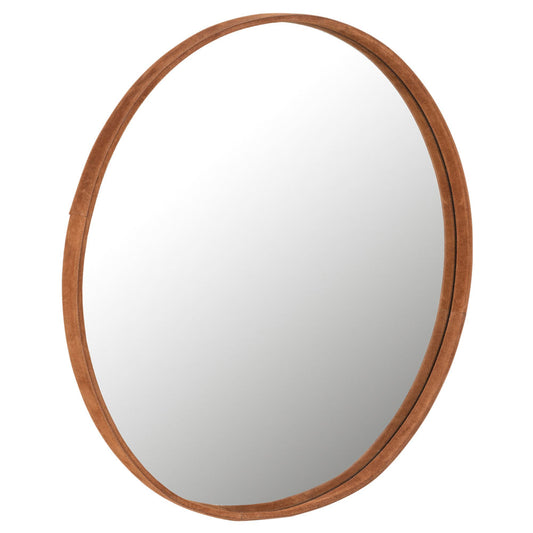 مرآة دائرية قماش بني