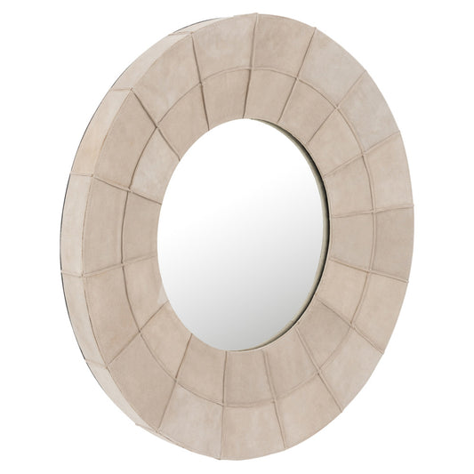 (عريض)مرآة دائرية قماش ابيض 