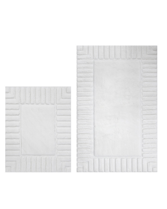 طقم سجاد حمام "LASAN" أبيض قطعتين