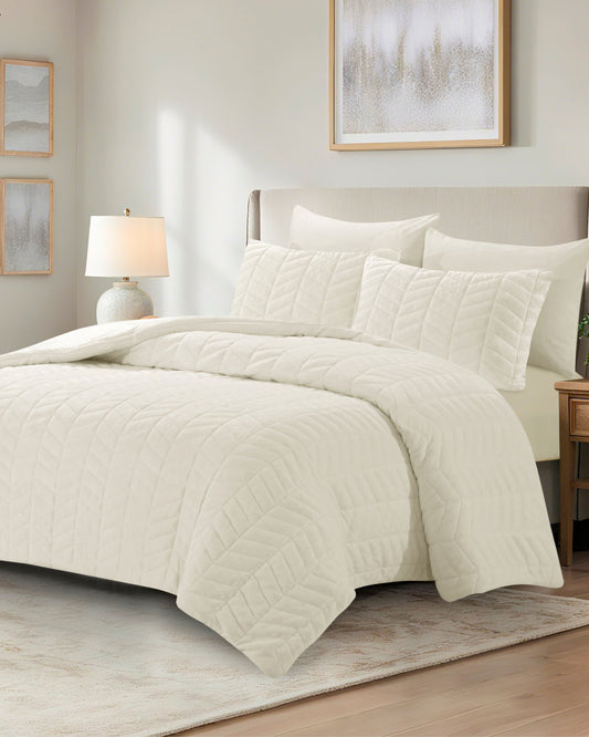 طقم سرير "COCORA" مجوز كريمي