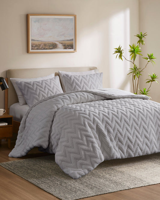 طقم سرير "NITA" مجوز رمادي