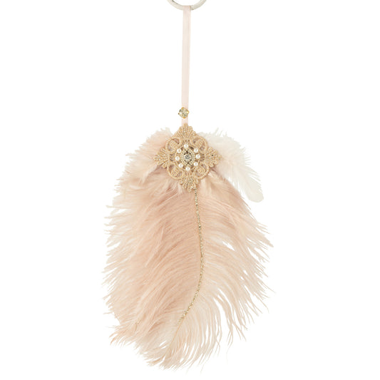 تعليقة ريشة زينة زهري و ذهبي