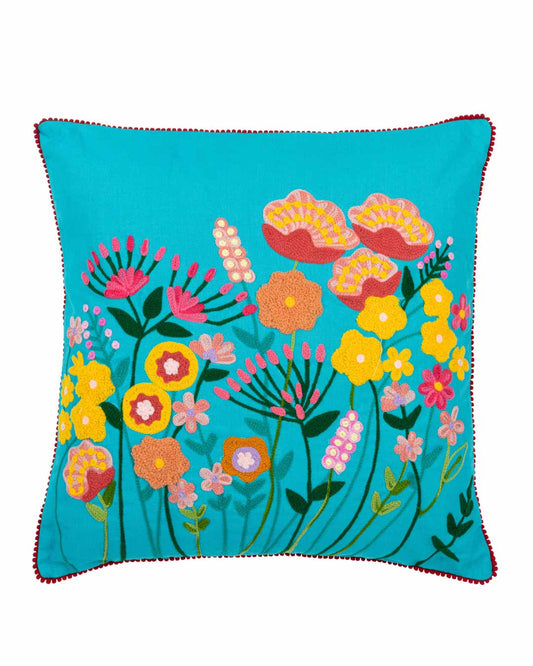 وسادة ديكور "Flowers" أزرق