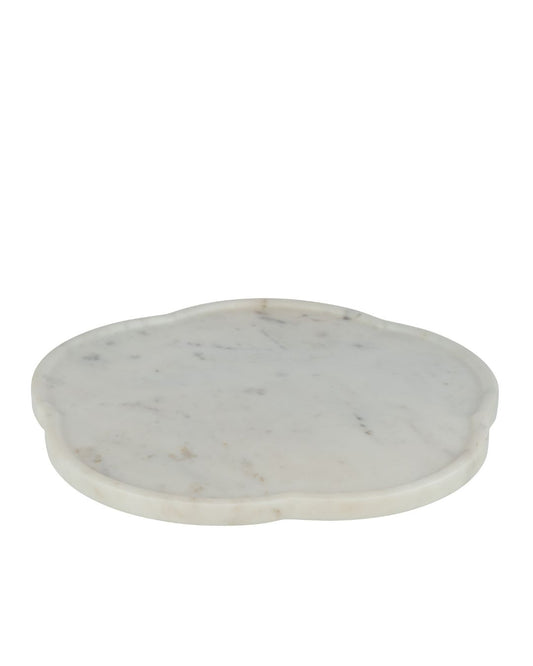 طبق تقطيع Marble أبيض شكل وردة