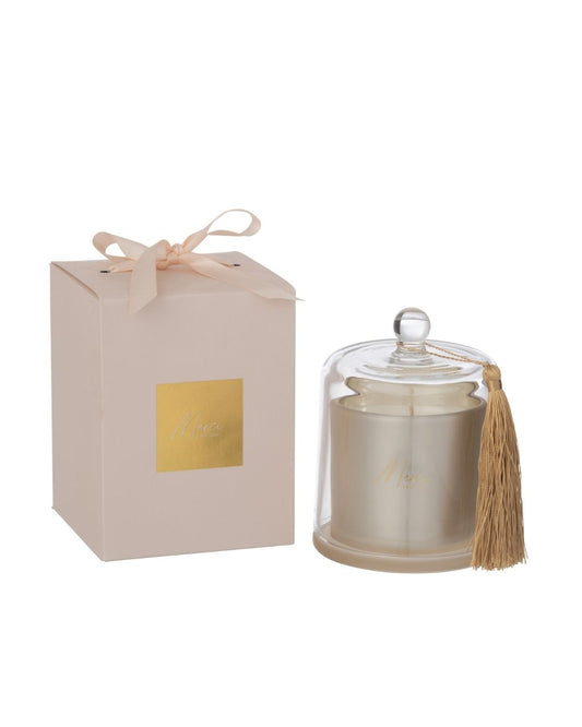 شمعة "ELDERFLOWER " مع غطاء زجاج حجم كبير بيج