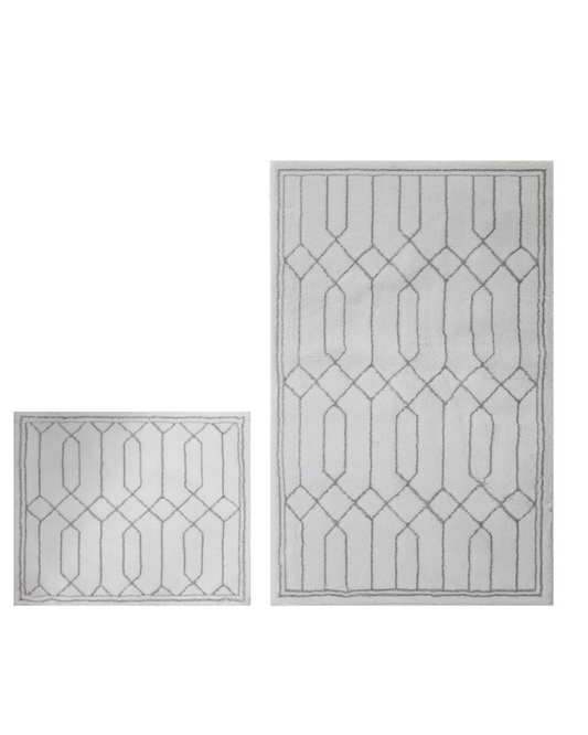 طقم سجاد حمام "MIGE" فضي قطعتين