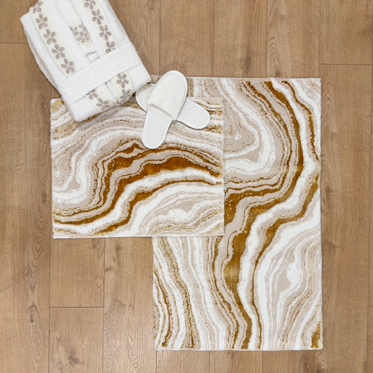طقم سجاد حمام "Wilby" ذهبي قطعتين