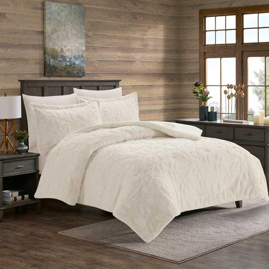 طقم سرير Fleurfur (مفرد ونص) كريمي