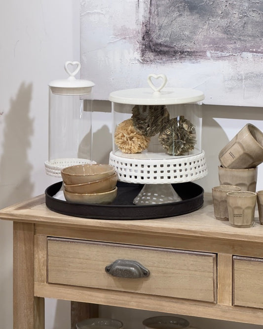 طبق كعك للتقديم أبيض