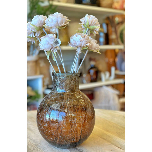 مزهرية زجاجية لون بني