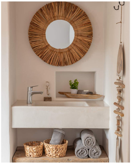 (صغير) مرآة دائرية بامبو