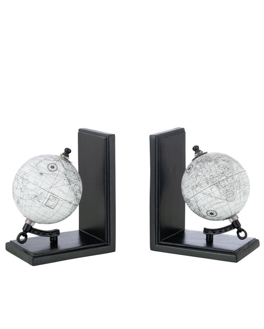 زوج مسند كتب (كرة ارضية) رمادي