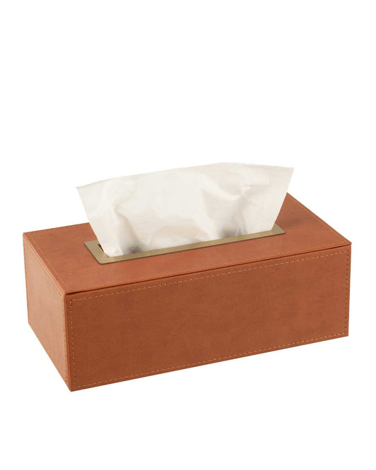 علبة مناديل "Leather"بني