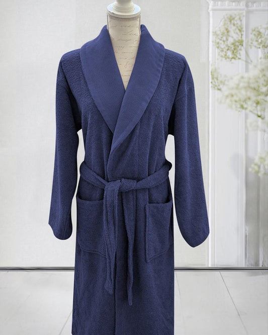 روب حمام قطن أزرق غامق