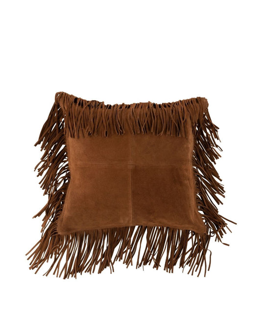 وسادة ديكور "Tassels" جلد باللون البني