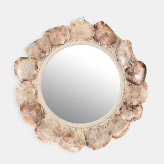 مراية مدورة مع حواف صدف