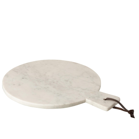 طبق تقطيع Marble ابيض مدور