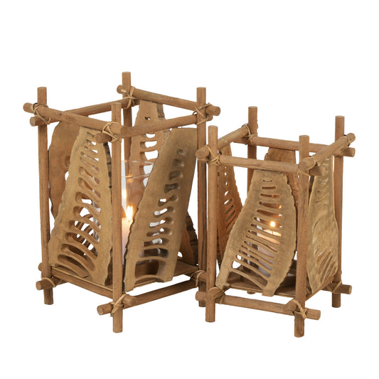 حامل شموع خشب طبيعي