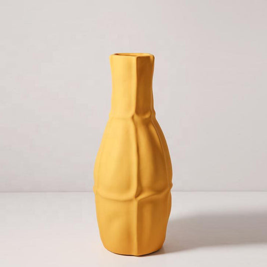 مزهرية Morandi لون أصفر مع عنق