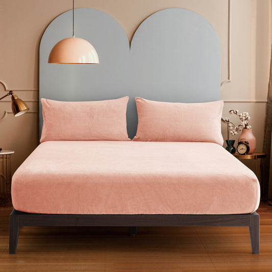 طقم شرشف مطاط شتوي دافئ  زهري