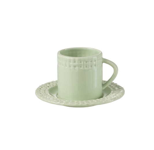 كوب مع صحن لون أخضر 