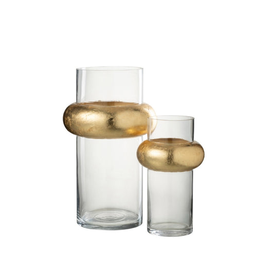 مزهريات " Cylinder Ring" ذهبي وشفاف