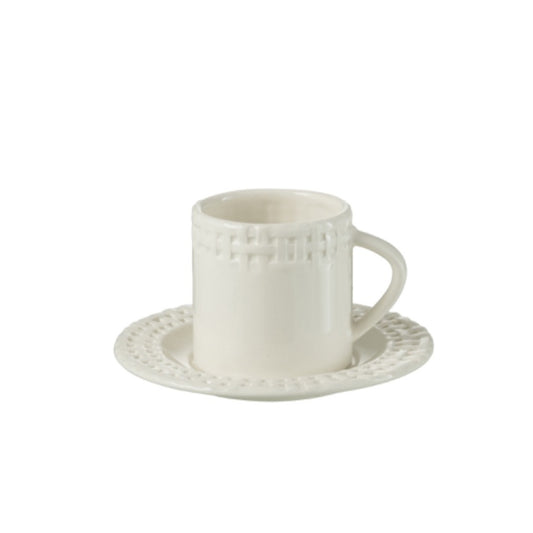 كوب مع صحن لون أبيض