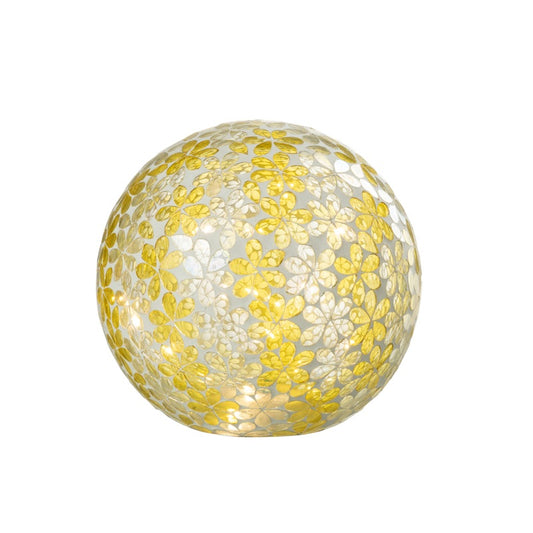 مزهرية كروية مضيئة زجاج أصفر 