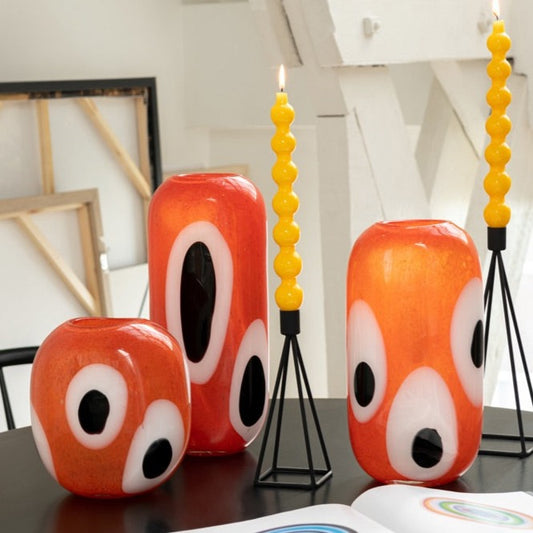 مزهرية "Izzy" زجاج برتقالي وأبيض