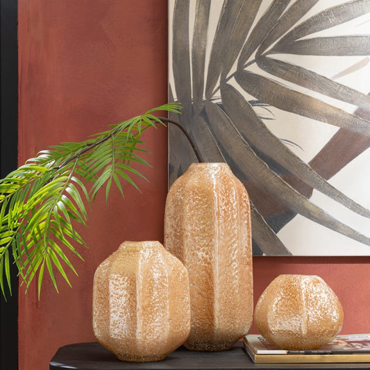 مزهرية زجاج زهر مشمشي