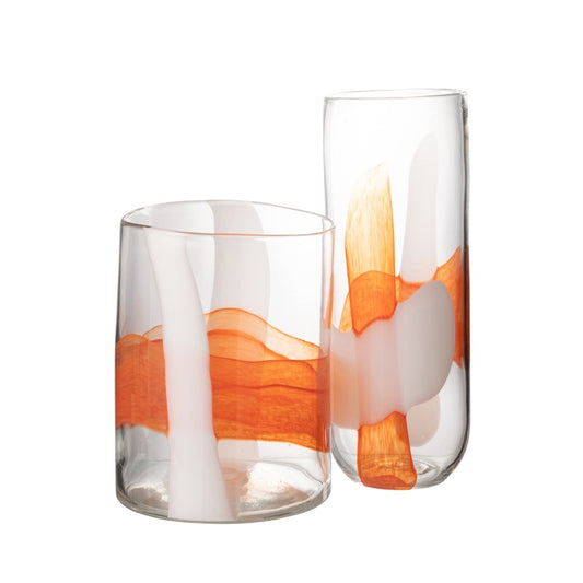 مزهرية "Iggy" زجاج برتقالي وأبيض 