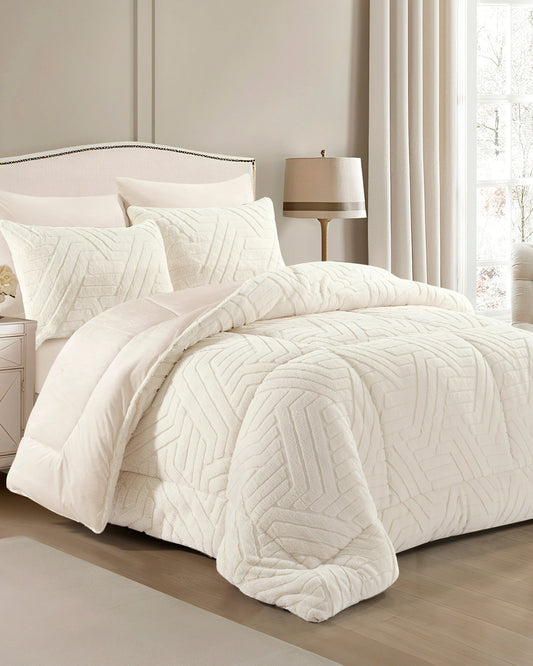 طقم سرير  "CHEVRONE "  مجوز كريم