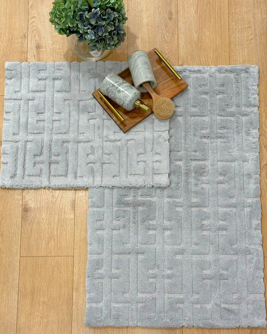 طقم سجاد حمام  "Maze"  باللون الرمادي قطعتين