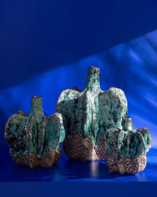 مزهرية"Naga" حجم صغير باللون التوركيز