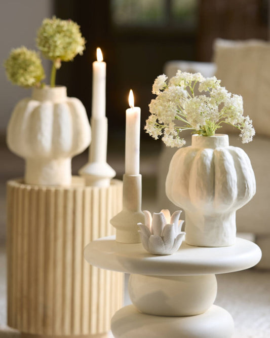 ⁨⁨⁨حامل شموع "BURANO" باللون العاجي صغير