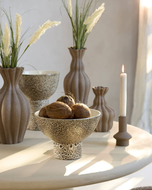 ⁨⁨⁨حامل شموع "BURANO" باللون البني المطفي صغير