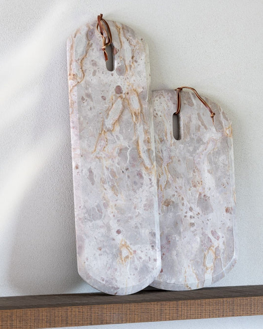 ⁨طبق تقطيع Marble بني مستطيل