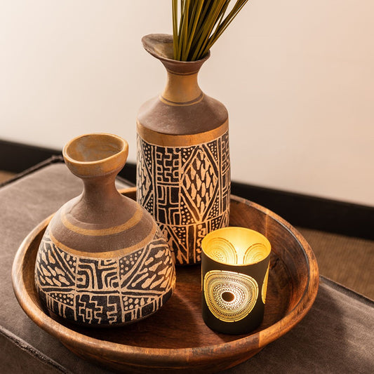 مزهريات "Ethnic" بني\أزرق